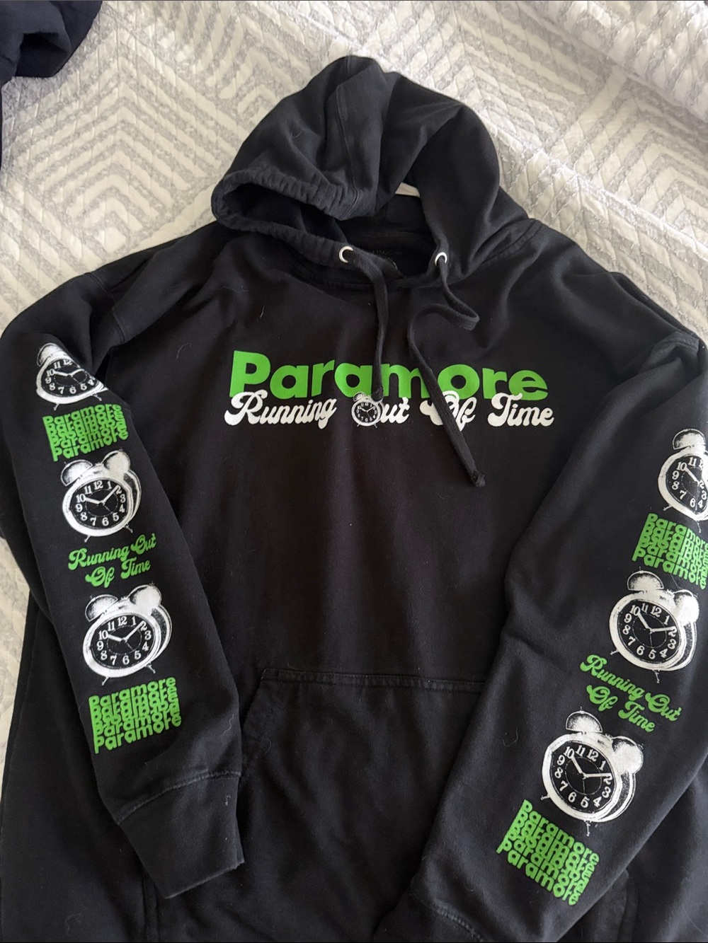 Paramore "Running Out Of Time" Black Hoodie with Green Logo